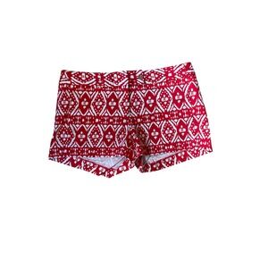 J. Crew City Fit Red White Pattern Stretch Shorts Womens Size 6